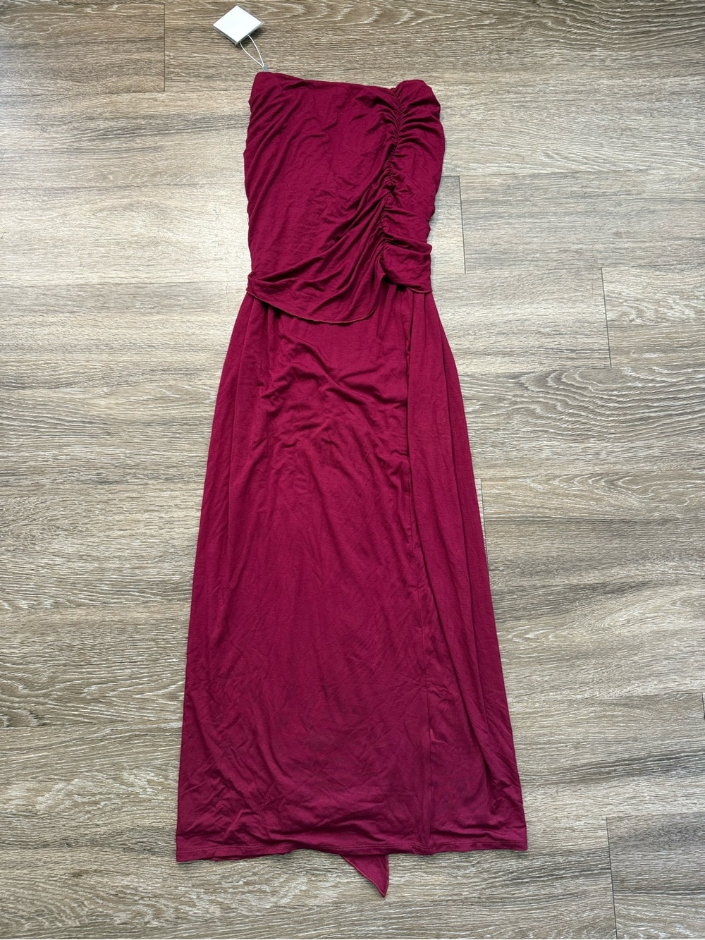 Naked Wardrobe U-Wire Ruched Maxi Skirt Sangria - Picture 8 of 12